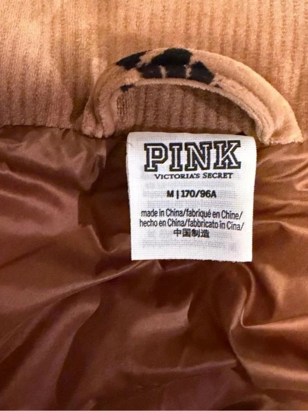 PINK Victoria's Secret Corduroy-Look Puffer Vest in Brown